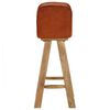 vidaXL Bar Chair Set of 2 Natural wood and brown leather