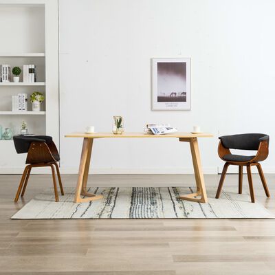 vidaXL Dining Chairs 2 pcs Gray Bent Wood and Fabric