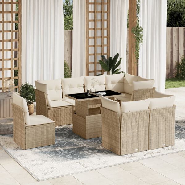 vidaXL Garden Sofa Set Beige with Cream White Cushions