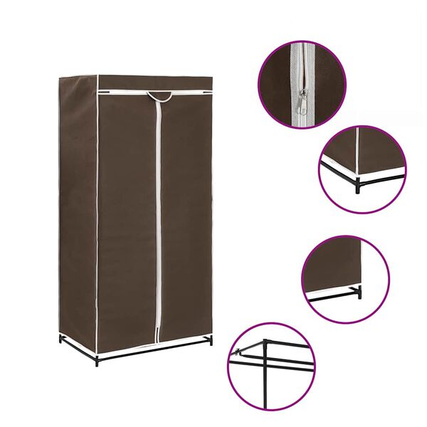 vidaXL Wardrobe Brown Iron frame with fabric cover Medium Wardrobe