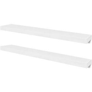 vidaXL Wall Shelf Set of 2 White MDF