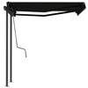 vidaXL Manual Retractable Awning with Posts 9.8'x8.2' Anthracite