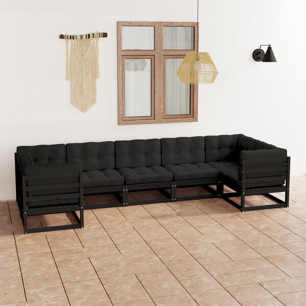 vidaXL Garden Lounge Set Black for the sofa, Anthracite for the cushions