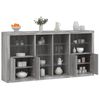 vidaXL Sideboard with LED Lights Gray Sonoma 79.5"x14.6"x39.4"