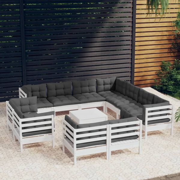 vidaXL Garden Lounge Set White Solid pinewood Standard Modular