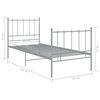 vidaXL Bed Frame Grey Powder-coated metal Twin Durable Twin Bed Frame