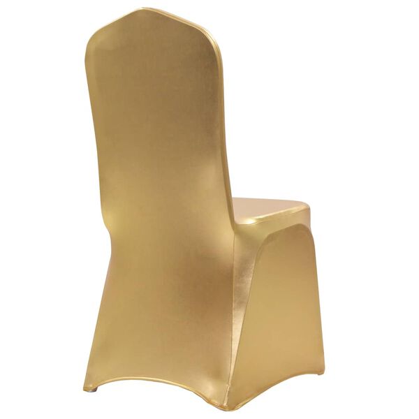 vidaXL Chair Cover Set of 6 Gold 90% polyester and 10% spandex Universal