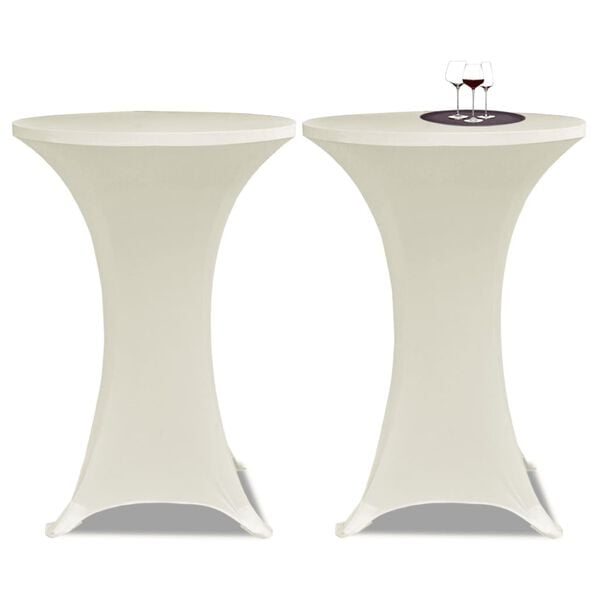 vidaXL Table Cover Set of 2 Cream 90% Polyester, 10% Elastane Ø31.5 in