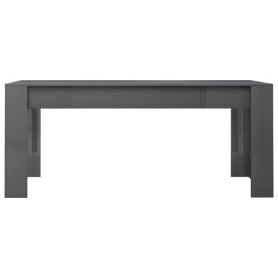 vidaXL Dining Table High Gloss Gray 70.9" x 35.4" x 29.9" Engineered Wood