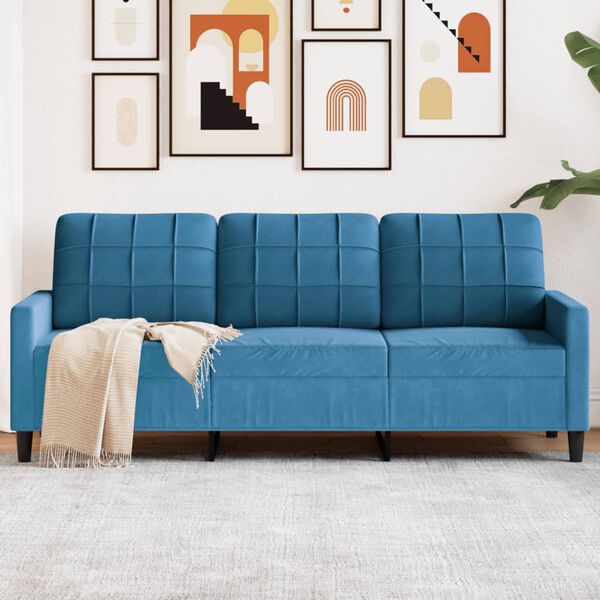 vidaXL 3-seater Sofa Blue Velvet 3-seater Attractive Design