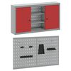 vidaXL Tool Cabinet and Pegboard Set 3 pcs Red 100 x 20 x 115 cm Steel