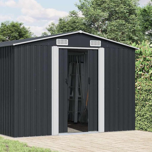 vidaXL Garden Shed Anthracite Galvanized steel Large Durable