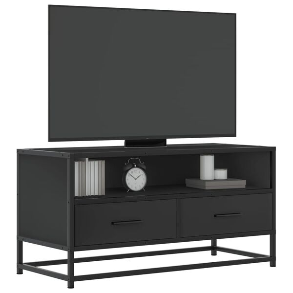 vidaXL TV Cabinet Black Engineered wood, metal 31.5 x 13.6 x 15.7 in