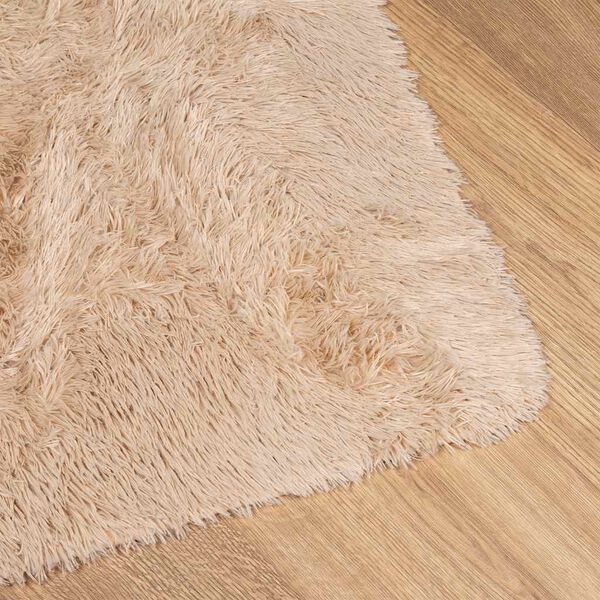 vidaXL Shaggy Rug Beige 100% Polyester 63.0 x 63.0 in Foldable