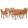 vidaXL 7 Piece Garden Dining Set 59.1" x 35.4" Solid Acacia Wood
