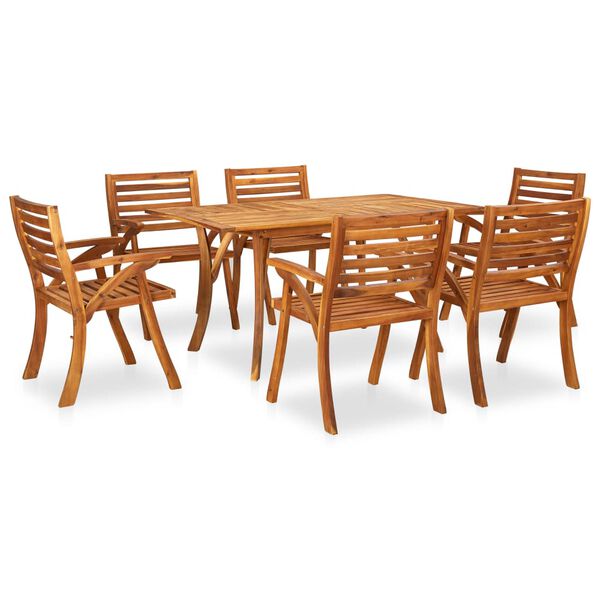 vidaXL 7 Piece Garden Dining Set 59.1" x 35.4" Solid Acacia Wood