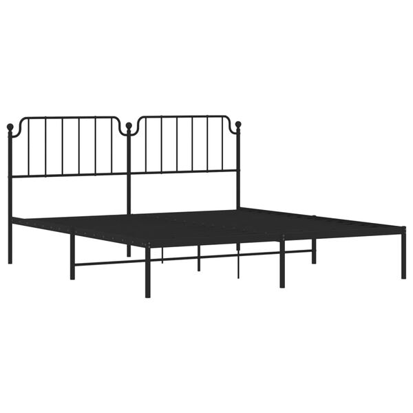 vidaXL Bed Frame Black Powder-Coated Steel Super King Bed Frame