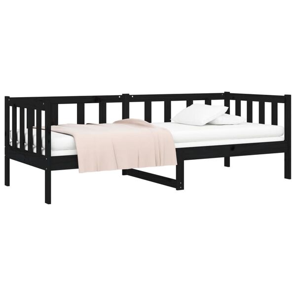 vidaXL Day Bed without Mattress Black 80 x 78.7 " Solid Wood Pine