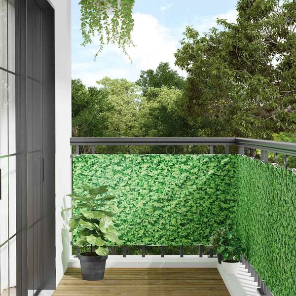 vidaXL Balcony Privacy Screen Plant Look Green 315.0x29.5" PVC
