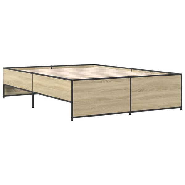 vidaXL Bed Frame Sonoma Oak Engineered wood and metal Full Durable