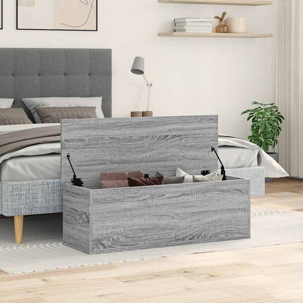 vidaXL Storage Box Grey Sonoma Engineered Wood Medium Storage Box