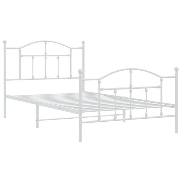 vidaXL Metal Bed Frame without Mattress with Footboard White 107 x 79.9 "