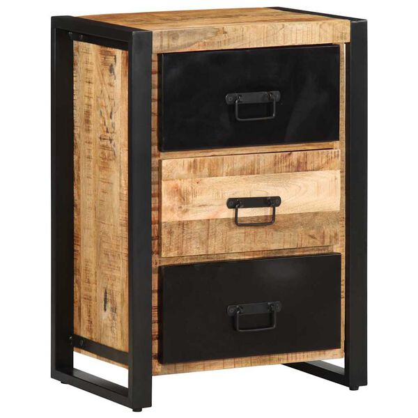 vidaXL Drawer Cabinet Brown, Black Solid rough mango wood, iron Medium