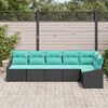 vidaXL Garden Sofa Set 6 pcs Black and Turquoise Poly Rattan