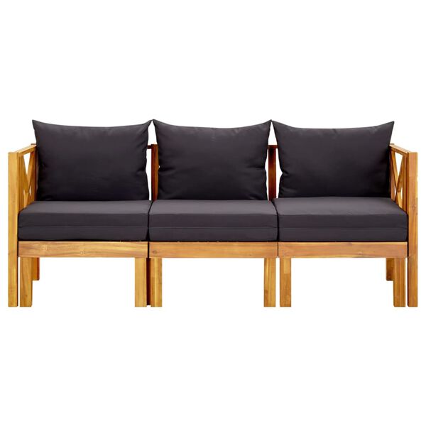 vidaXL Bench Dark grey, Light wood Solid acacia wood, Polyester