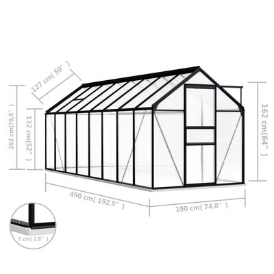 vidaXL Greenhouse with Base Frame Anthracite Aluminum 100.2 ft²
