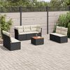 vidaXL Garden Sofa Set Black and Cream White PE Rattan 8 Piece Modular