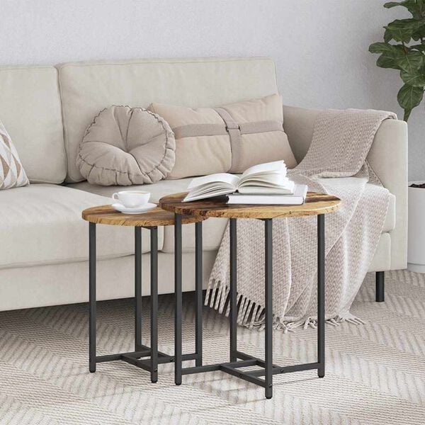 vidaXL Side Table Set 2 pcs Old Wood and Black