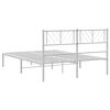 vidaXL Metal Bed Frame White Powder-Coated Steel Small Double