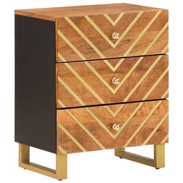vidaXL Bedside Cabinet Brown and Black Solid Mango Wood, MDF, Iron Medium