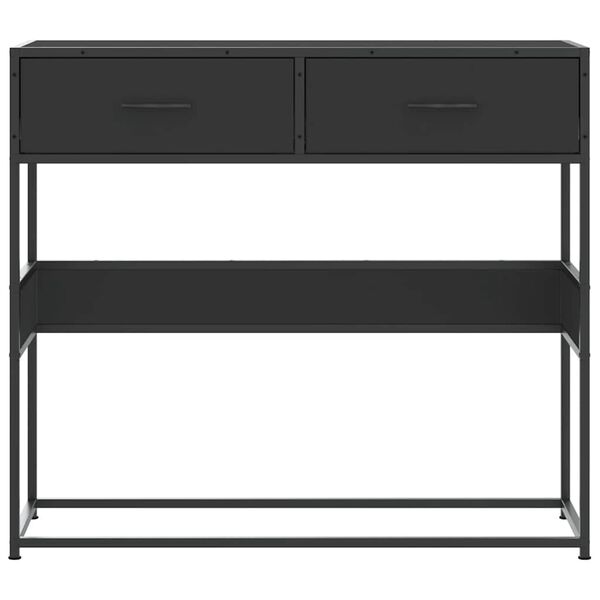 vidaXL Console Table Black Engineered wood, metal 35.4 x 13.8 x 31.5 in