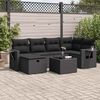 vidaXL Garden Sofa Set Black PE rattan, powder-coated steel Large