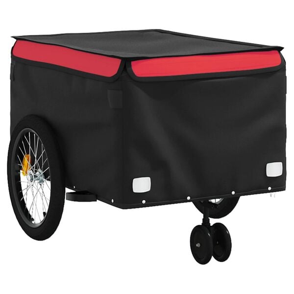 vidaXL Bike Trailer Black and Red 99.2 lb Iron
