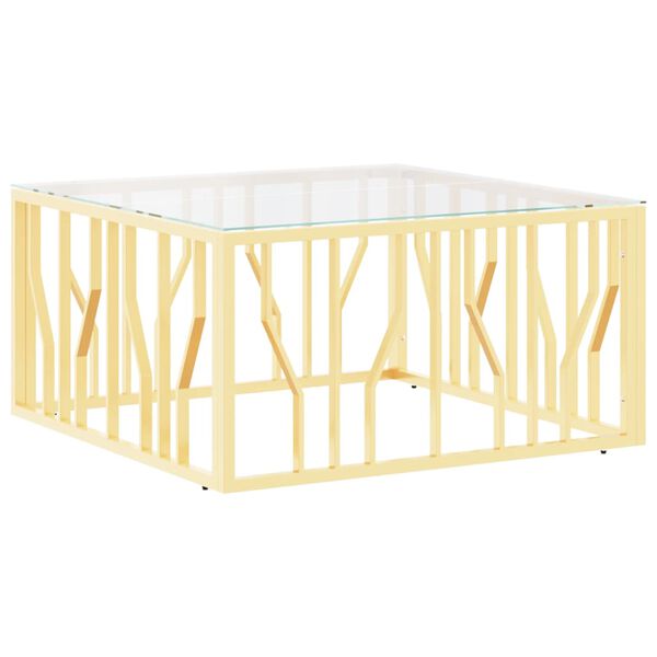 vidaXL Coffee Table Gold, Marble Stainless Steel, Tempered Glass
