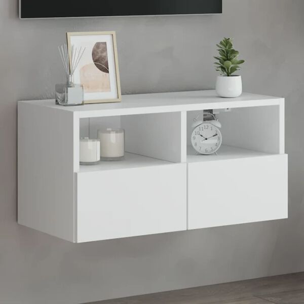 vidaXL TV Wall Cabinet White Engineered wood Medium TV Wall Cabinet