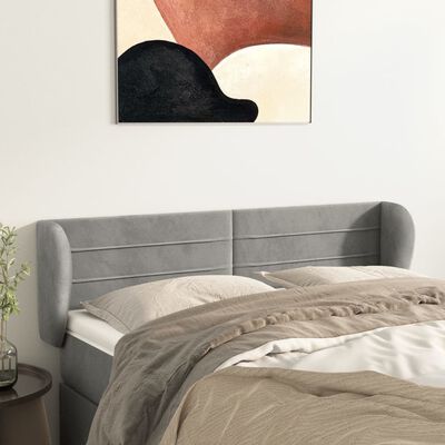 vidaXL Headboard with Ears Light Gray 57.9"x9.1"x30.7"/34.6" Velvet