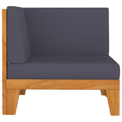 vidaXL 2-Seater Sofa with Dark Gray Cushions Solid Acacia Wood