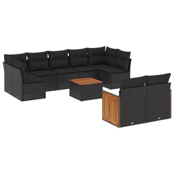 vidaXL Garden Sofa Set Black PE Rattan Medium Modular Garden Sofa Set