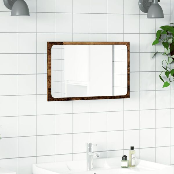 vidaXL Bathroom Mirror Old wood Engineered wood, glass 23.6x3.4x15.0 in