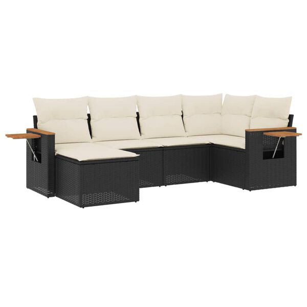 vidaXL Garden Sofa Set Black, Cream White