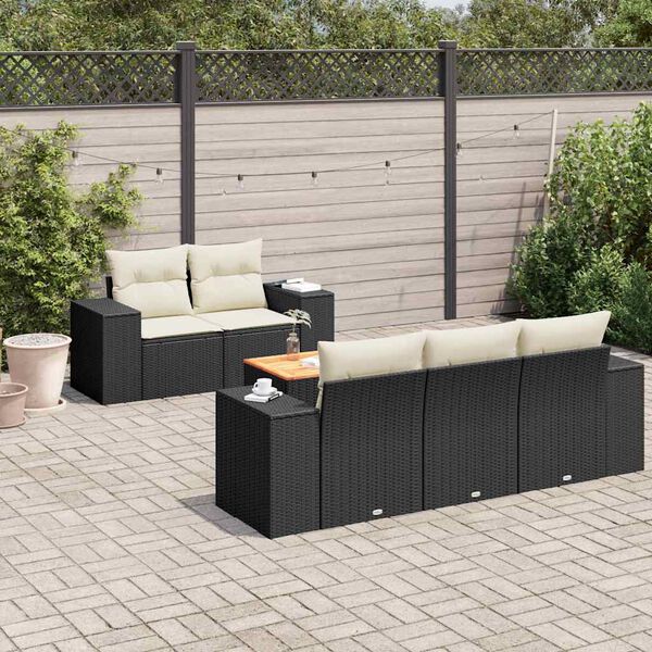 vidaXL Garden Sofa Set Black and Cream