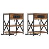 vidaXL Bedside Cabinet 2 pcs Smoked Oak 16.14 x 12.20 x 20.08 in