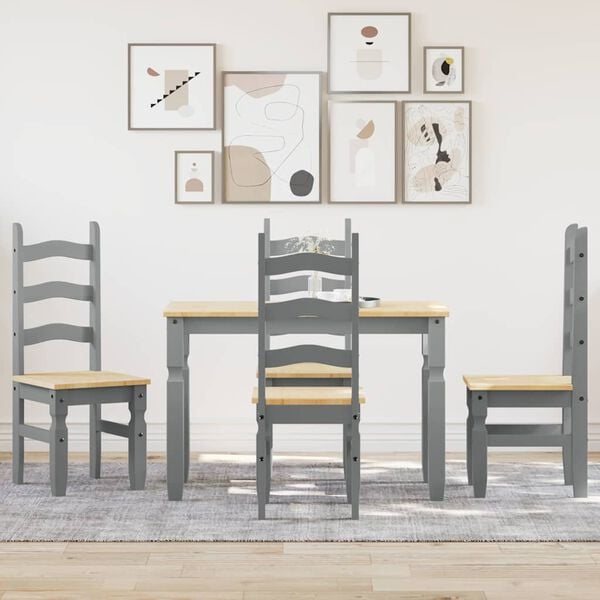 vidaXL Dining Set Panama Grey Solid pinewood Medium Durable Dining Set