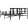 vidaXL Bed Frame Black Steel 63x79 in Bed Frame Rectangular