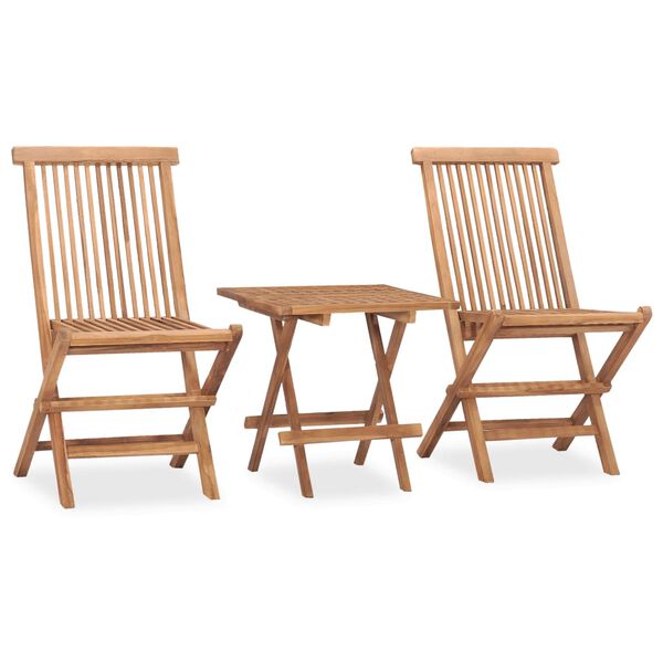 vidaXL Patio Dining Set Set of 2 Teak brown Teak wood, Polyester Compact