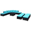vidaXL Patio Lounge Set Set of 9 Black, Blue
